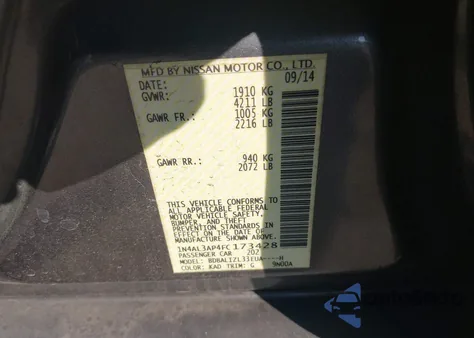 2015 Nissan Altima 2.5 Sv from USA, damaged, VIN 1N4AL3AP4FC173428